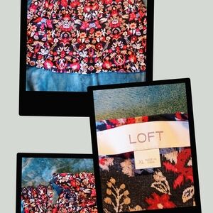 LOFT Kids Floral Skirt - Red and Black